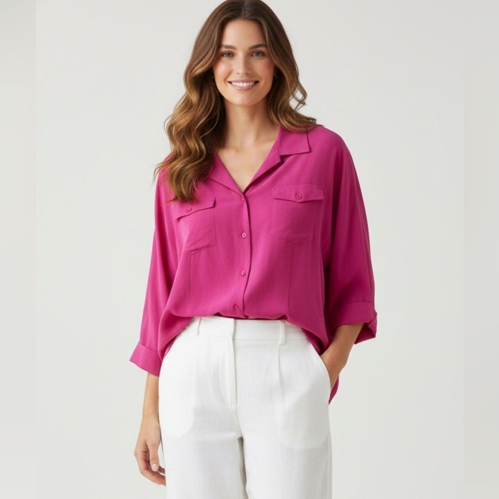 Take 50% Off- Maggie Barnes Women’s Button Down Shirt, Size-28w